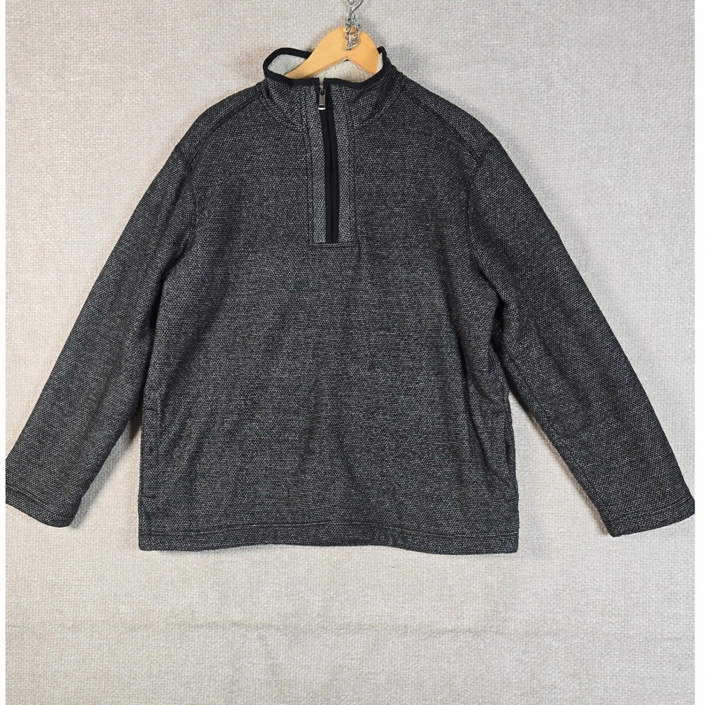 Orvis Mens Sherpa Lined Quarter Zip‎ Pullover Charcoal Black Marl Large 1526440